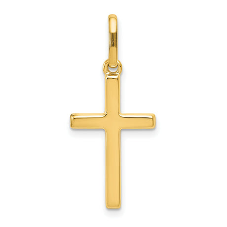 Hollow Latin Cross Charm Pendant in Real 14k Yellow Gold