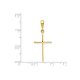 14k Yellow Gold Latin Cross Pendant with Bail, Slim Polished Religious Charm, Unisex Jewelry