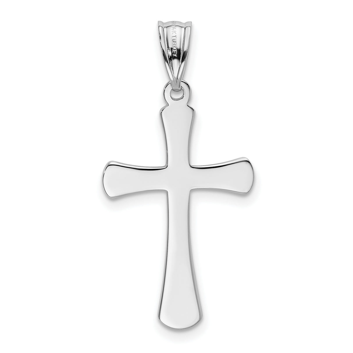 Hollow Latin Cross Charm Pendant in Real 14k White Gold