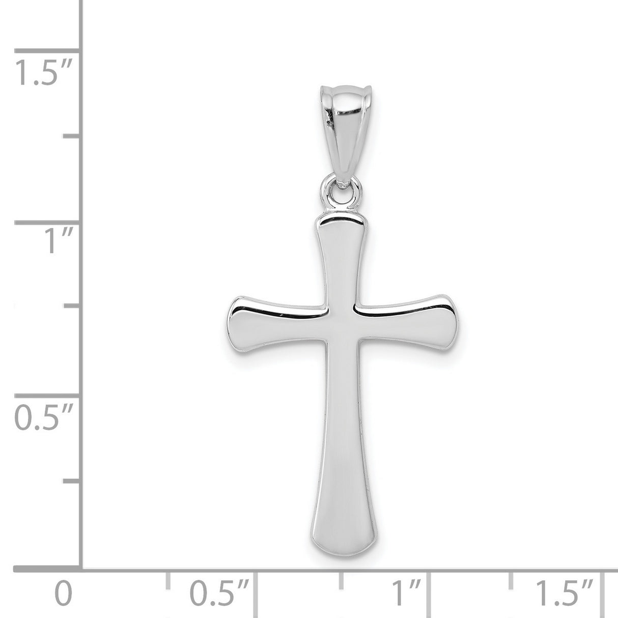 Hollow Latin Cross Charm Pendant in Real 14k White Gold