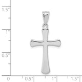 Hollow Latin Cross Charm Pendant in Real 14k White Gold