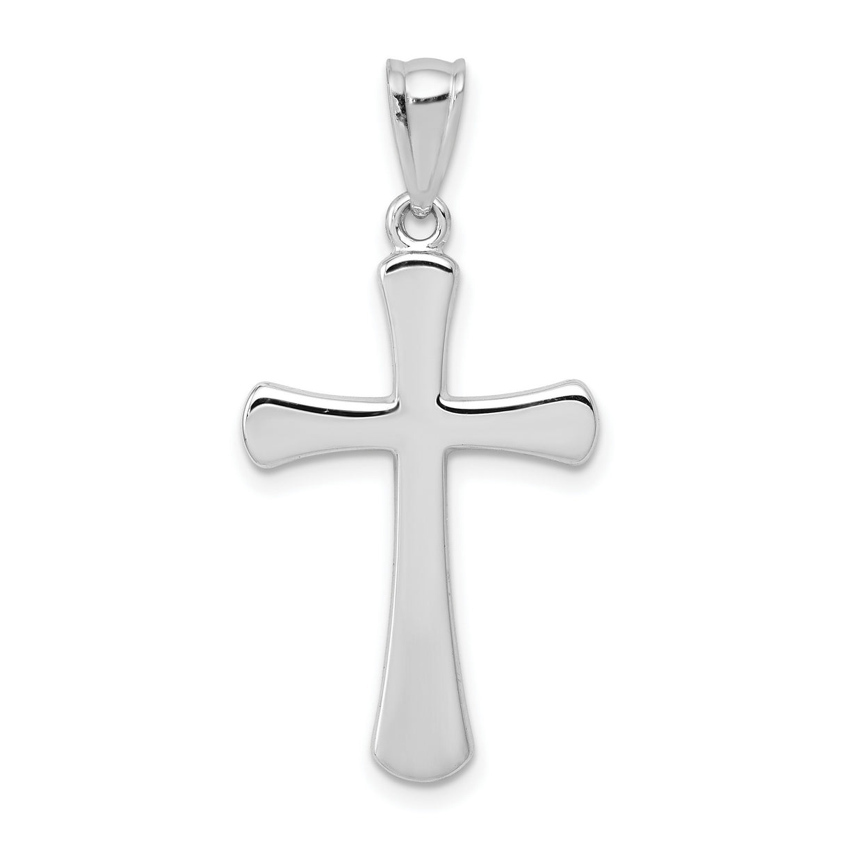 Hollow Latin Cross Charm Pendant in Real 14k White Gold