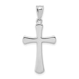 Hollow Latin Cross Charm Pendant in Real 14k White Gold