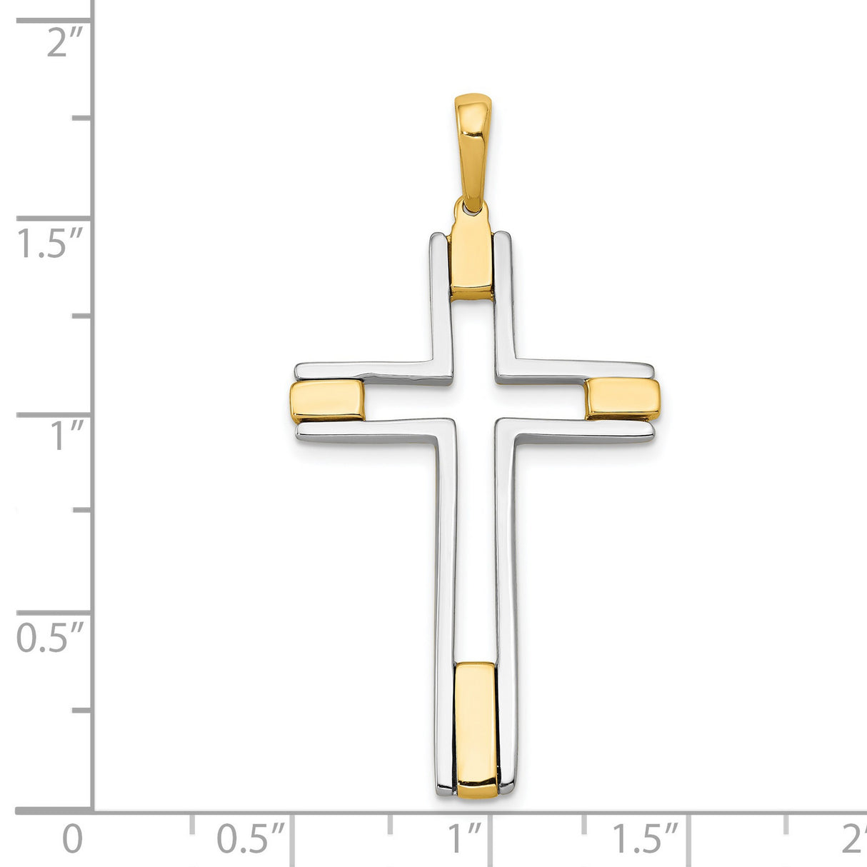 Latin Cross Charm Pendant in Real 14k Multi-Tone Gold