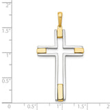 Latin Cross Charm Pendant in Real 14k Multi-Tone Gold