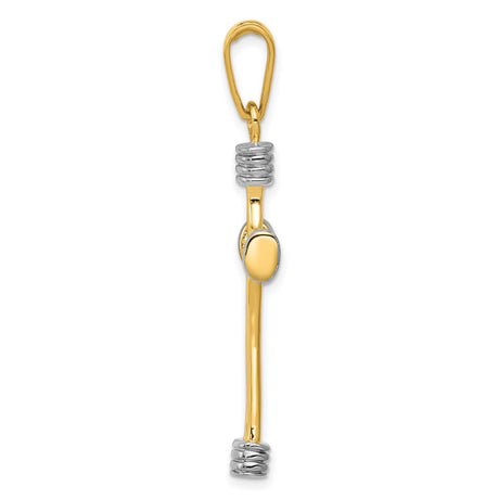 Latin Cross With Ribbed Ends Charm Pendant in Real 14k Multi-Tone Gold