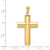 Hollow Latin Cross Charm Pendant in Real 14k Yellow Gold