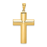 Hollow Latin Cross Charm Pendant in Real 14k Yellow Gold