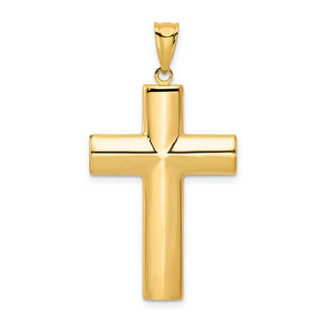 Hollow Latin Cross Charm Pendant in Real 14k Yellow Gold