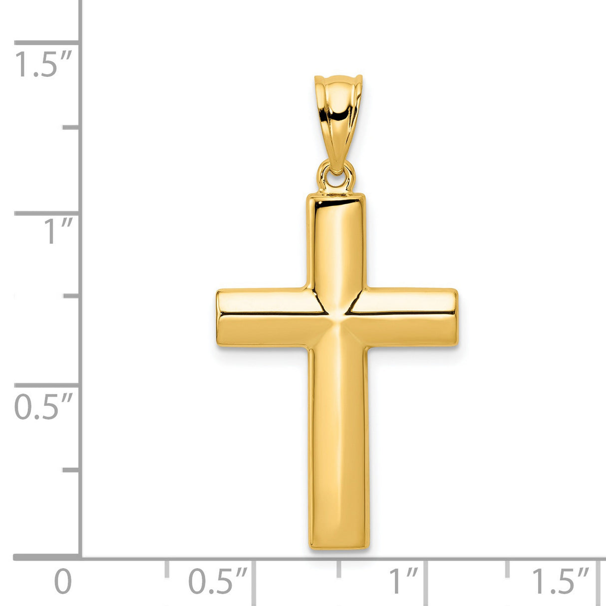 Hollow 3D Latin Cross Charm Pendant in Real 14k Yellow Gold