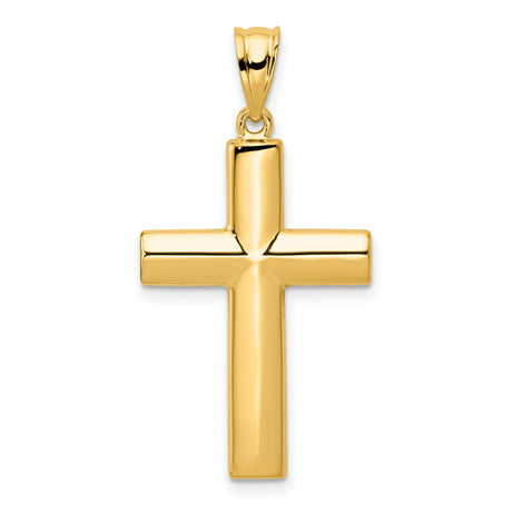 Hollow 3D Latin Cross Charm Pendant in Real 14k Yellow Gold