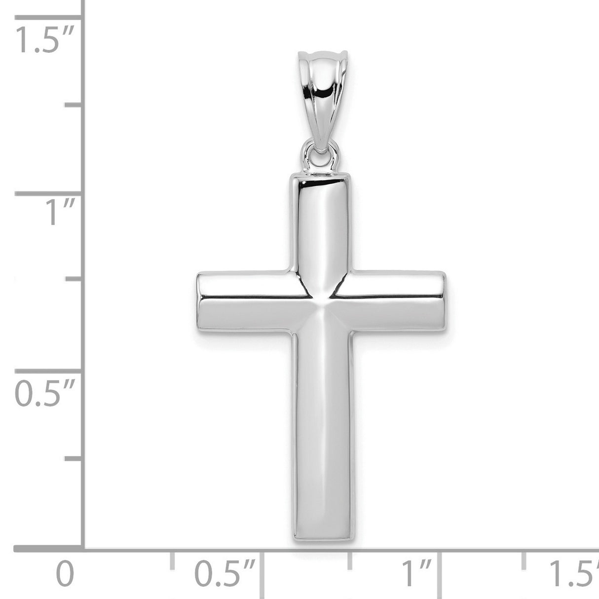 Hollow Cross Charm Pendant in Real 14k White Gold