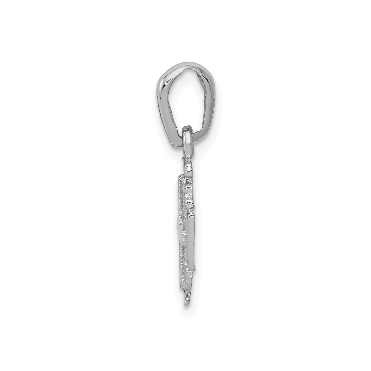 14k White Gold Jerusalem Cross Pendant, Textured Christian Symbol for Men and Women