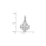 14k White Gold Jerusalem Cross Pendant, Textured Christian Symbol for Men and Women