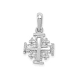 14k White Gold Jerusalem Cross Pendant, Textured Christian Symbol for Men and Women