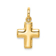 14k Yellow Gold Cross Pendant with Smooth Contoured Shape and High Gloss Finish