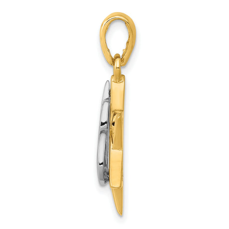 14k Two-Tone Gold Star of David Pendant with Flame and Shin Symbol