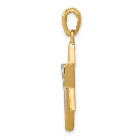 14k Two-Tone Gold Star of David Pendant with Textured White Gold Detail, Unisex Judaica Charm