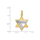 Star Of David With Intersecting Lines Effect Charm Pendant in Real 14k Multi-Tone Gold