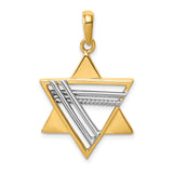 Star Of David With Intersecting Lines Effect Charm Pendant in Real 14k Multi-Tone Gold