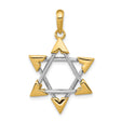 Gold Star Of David With Tipped Triangle Points Charm Pendant in Real 14k Multi-Tone Gold