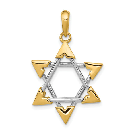 14k Two-Tone Gold Star of David Pendant with Interlocking Triangles