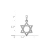 14k White Gold Star of David Pendant, Textured Jewish Symbol Jewelry