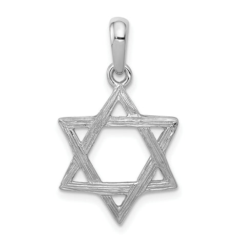 14k White Gold Star of David Pendant, Textured Jewish Symbol Jewelry