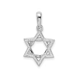 14k White Gold Star of David Pendant, Textured Jewish Faith Charm, Unisex Religious Jewelry