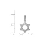 14k White Gold Star of David Pendant, Textured Jewish Faith Charm, Unisex Religious Jewelry