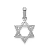 14k White Gold Star of David Pendant, Textured Jewish Faith Charm, Unisex Religious Jewelry