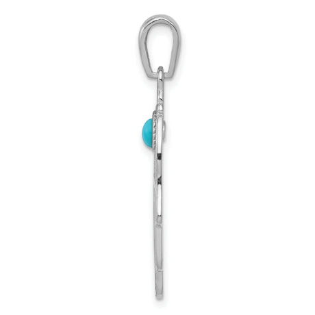 14k White Gold Hamsa Pendant with Turquoise, Filigree Design, Spiritual Protection Charm