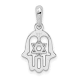 14k White Gold Hamsa Pendant with Star of David, Jewish Spiritual Charm for Women or Unisex Wear