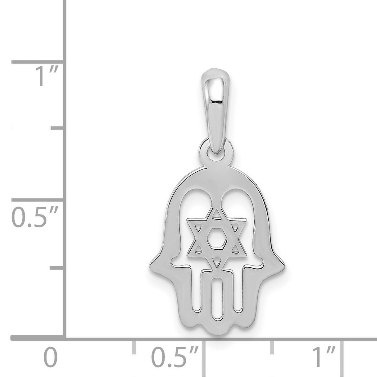 14k White Gold Hamsa Pendant with Star of David, Jewish Spiritual Charm for Women or Unisex Wear