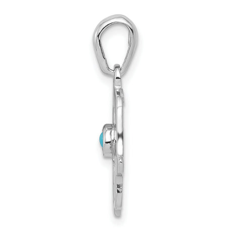 14k White Gold Hamsa Pendant with Turquoise in Star of David, Jewish Religious Symbol