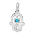 14k White Gold Hamsa Pendant with Turquoise in Star of David, Jewish Religious Symbol
