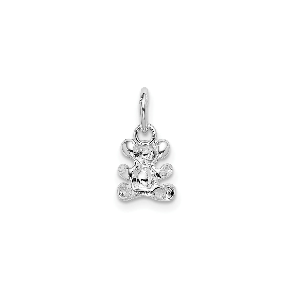 14k White Gold Teddy Bear Charm Pendant, Animal Design Symbolizing Love and Innocence