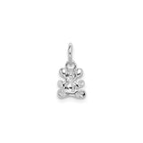 14k White Gold Teddy Bear Charm Pendant, Animal Design Symbolizing Love and Innocence