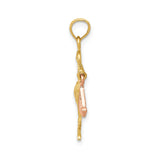 14k Two-Tone Gold Stork Pendant Featuring Baby Bundle, Motherhood and Faith-Themed Jewelry