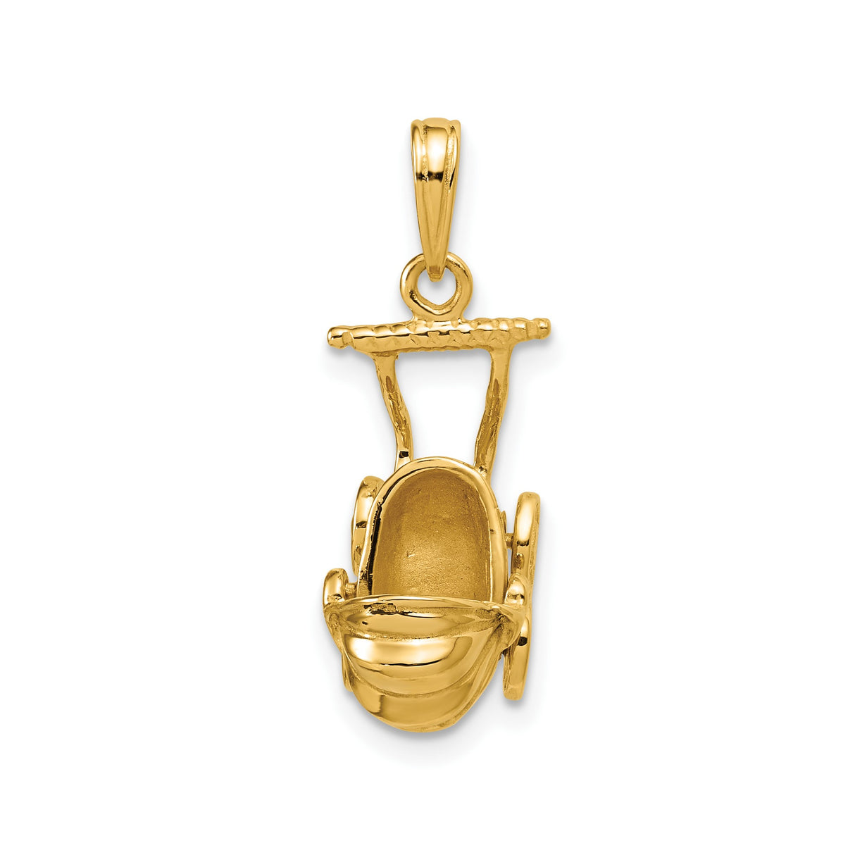 14k Yellow Gold Baby Stroller Pendant, Sentimental Pram Charm Symbolizing Motherhood and Family
