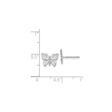 14k White Gold Butterfly Stud Earrings with Textured and Polished Wings