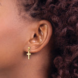 14k Yellow Gold Cross Pendant with Polished Mirror Gloss Finish, Minimalist Faith Jewelry