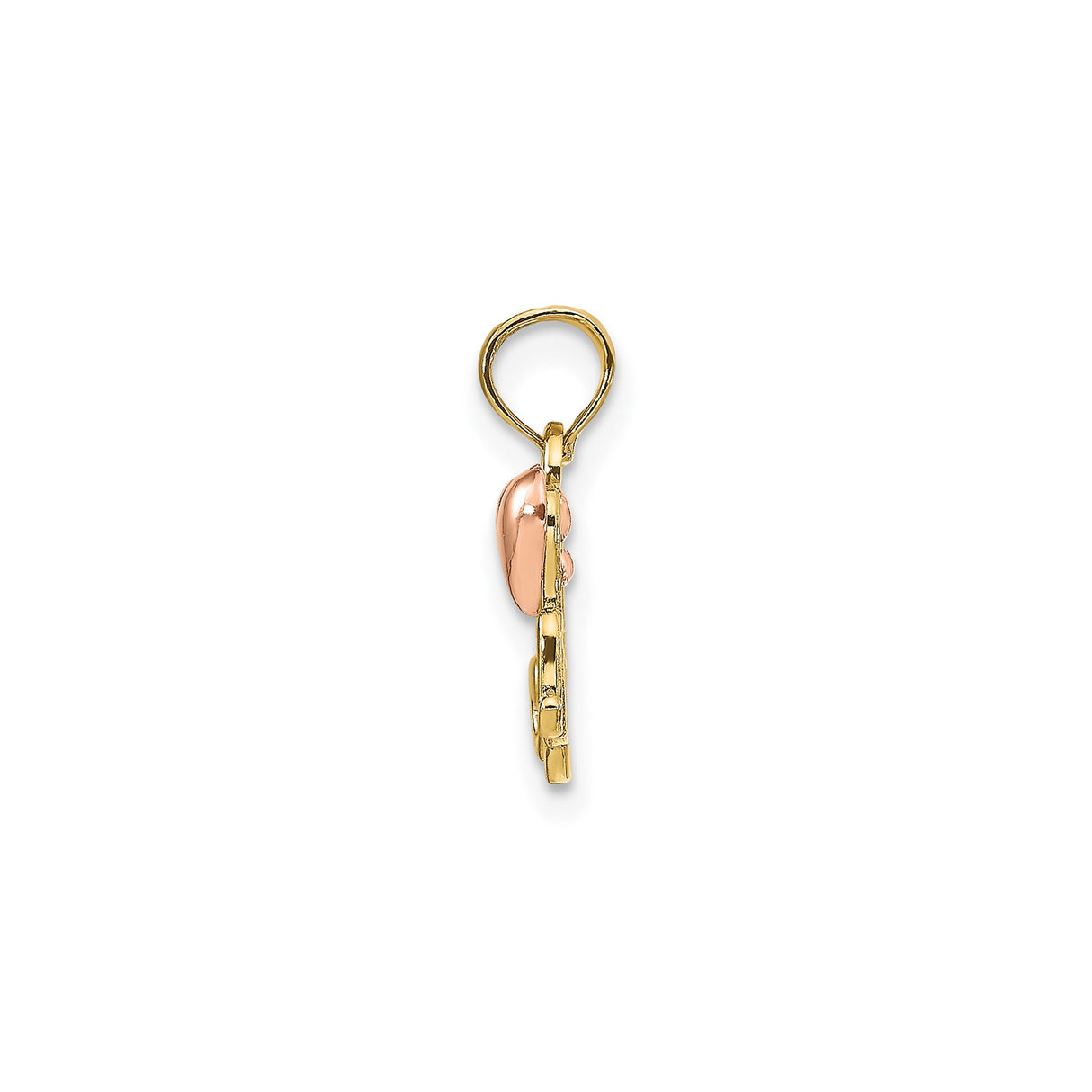 14k Two-Tone Gold Mom Pendant with Rose Gold Heart Accent, Heart Design Charm