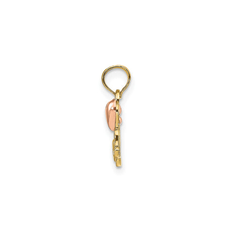 14k Two-Tone Gold Mom Pendant with Rose Gold Heart Accent, Heart Design Charm