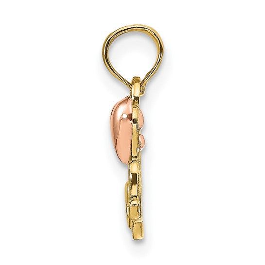 14k Two-Tone Gold Mom Pendant with Rose Gold Heart Accent, Heart Design Charm