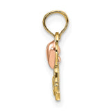 14k Two-Tone Gold Mom Pendant with Rose Gold Heart Accent, Heart Design Charm