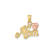 14k Two-Tone Gold Mom Pendant with Rose Gold Heart Accent, Heart Design Charm