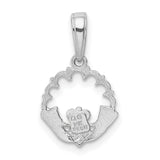 14k Yellow Gold Claddagh Pendant with Heart, Crown, and Hands Symbol, Celtic Irish Jewelry