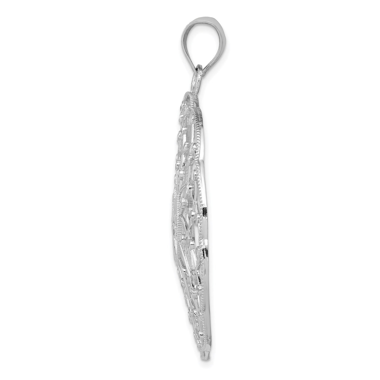 14k White Gold Mandala Pendant with Starburst Center, Geometric Floral Design