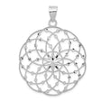 14k White Gold Mandala Pendant with Starburst Center, Geometric Floral Design